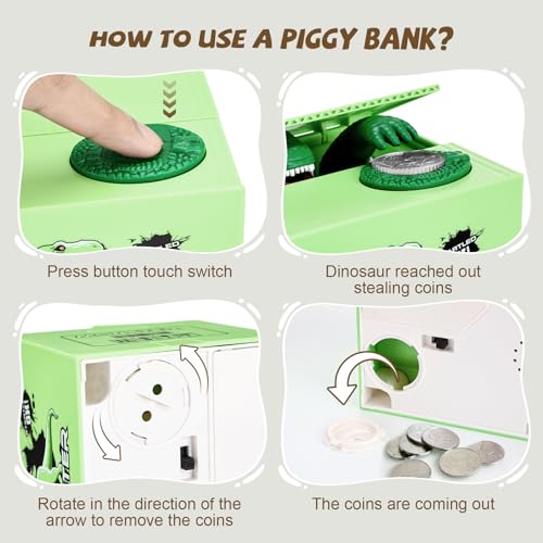 Unbreakable Dinosaur Coin Bank for Kids, Ages 3-8 | Savings Toy & Christmas Gift