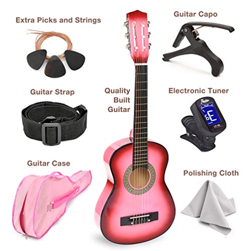 Wooden Guitar Set for Kids/Beginners (Pink Gradient)