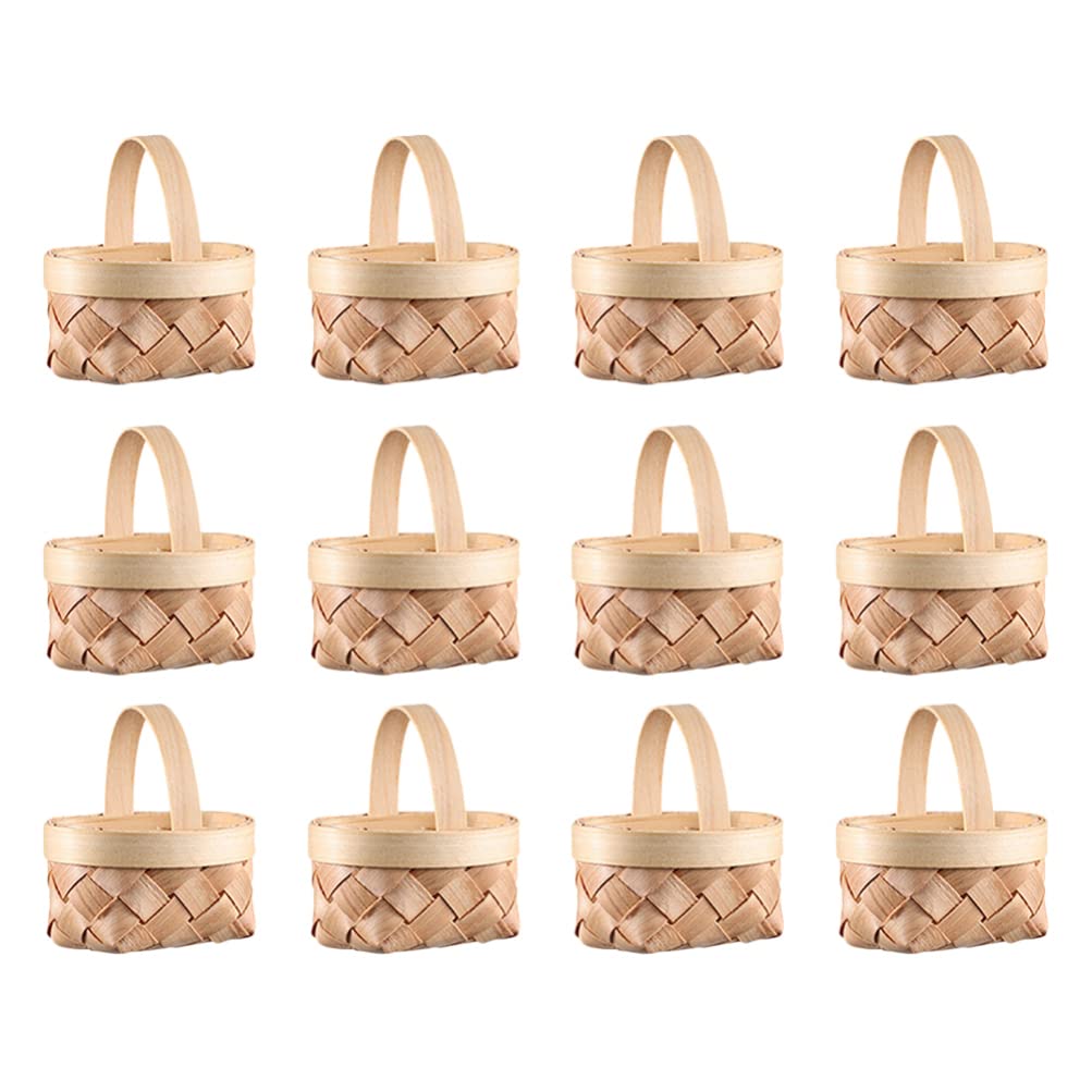 Mini Decorative Baskets with Handles for Kids Gift Craft (Set of 12)