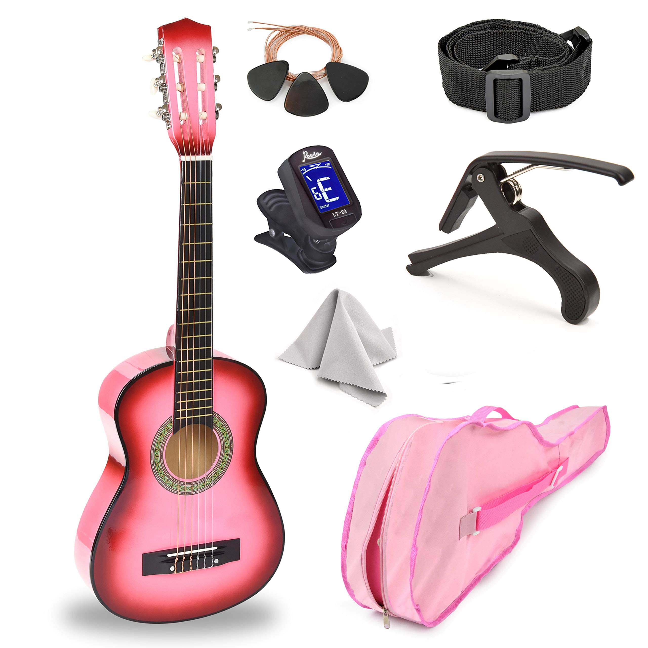 Wooden Guitar Set for Kids/Beginners (Pink Gradient)